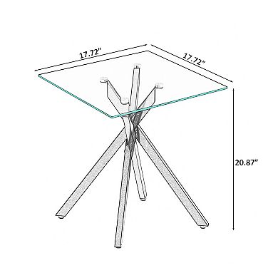CEWOR 2PCS Modern Square Glass Edge Table,Clear Tempered