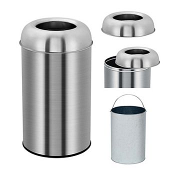 Open Top Trash Can- Indoor Outdoor Round Garbage Can with Removable Inner Basket