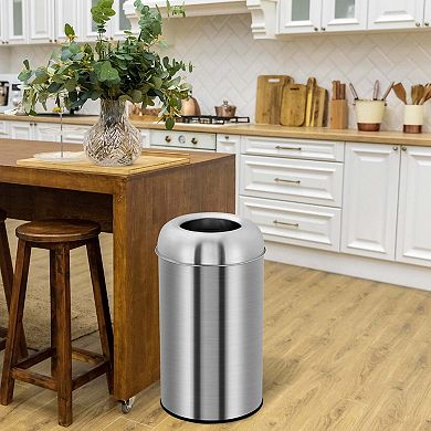Open Top Trash Can- Indoor Outdoor Round Garbage Can with Removable Inner Basket