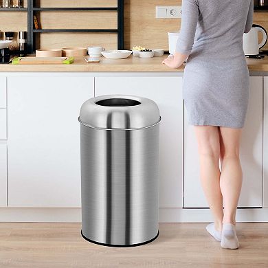 Open Top Trash Can- Indoor Outdoor Round Garbage Can with Removable Inner Basket