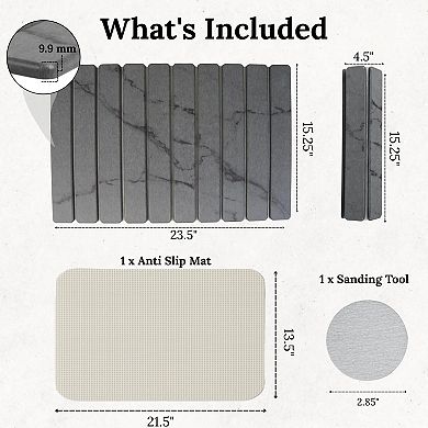23.5"x 15.25" Stone Dish Drying Mat Marbled Quick-Dry Diatomaceous Earth