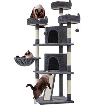 68.5 in Multi-Level Cat Tower Condo Sisal Posts Wide Perches Play House