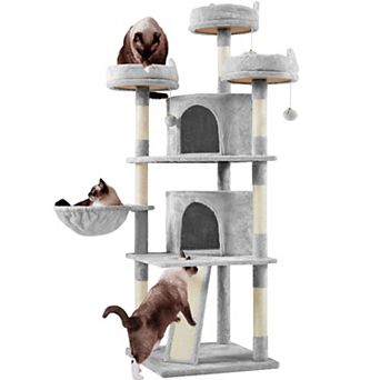 68.5 in Multi-Level Cat Tower Condo Sisal Posts Wide Perches Play House
