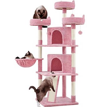 68.5 in Multi-Level Cat Tower Condo Sisal Posts Wide Perches Play House