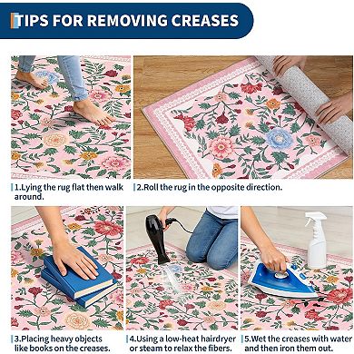 Boho Rugs,Stain-Resistant,Soft Floral Carpet for Entryway Bedside Nursery