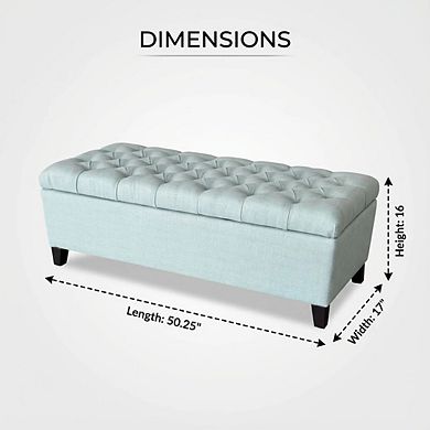 50.25" Baby Blue Storage Ottoman Bench with Safety Hinges