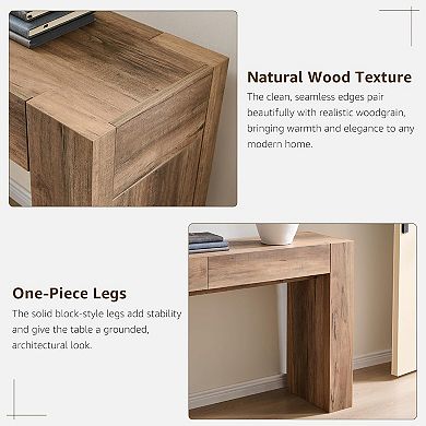 63" Long Console Table with Drawers, Modern Wood Entryway Sofa Table for Living Room Hallway