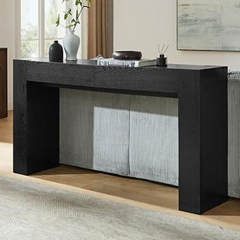 63" Long Console Table with Drawers, Modern Wood Entryway Sofa Table for Living Room Hallway