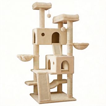 65 in Multi-Level Cat Tree Condo with Plush Perches Sisal Posts Hammock
