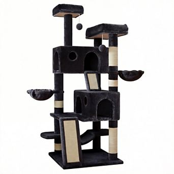 65 in Multi-Level Cat Tree Condo with Plush Perches Sisal Posts Hammock