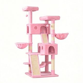 65 in Multi-Level Cat Tree Condo with Plush Perches Sisal Posts Hammock
