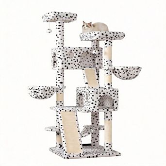 65 in Multi-Level Cat Tree Condo with Plush Perches Sisal Posts Hammock