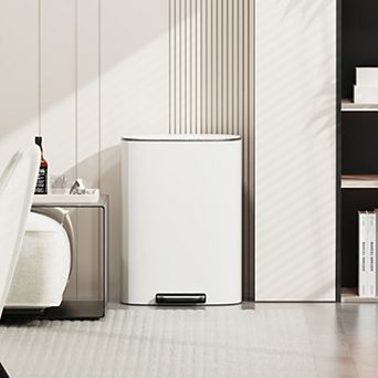 13 Gallon 50L Kitchen Foot Pedal Operated Soft Close Trash Can - Stainless Steel Ellipse Bustbin