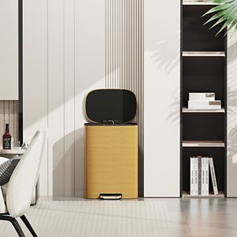 13 Gallon 50L Kitchen Foot Pedal Operated Soft Close Trash Can - Stainless Steel Ellipse Bustbin