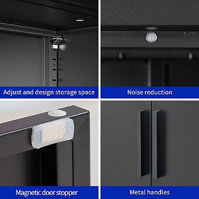 CEWOR Metal Storage Cabinet with 2 Doors & 2 Adjustable Shelves - Steel Locker, Anti-Tip Included