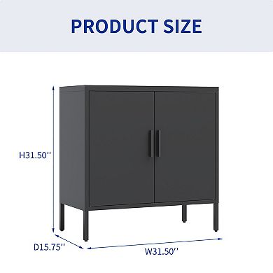 CEWOR Metal Storage Cabinet with 2 Doors & 2 Adjustable Shelves - Steel Locker, Anti-Tip Included