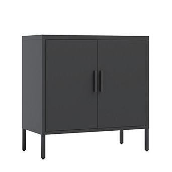 CEWOR Metal Storage Cabinet with 2 Doors & 2 Adjustable Shelves - Steel Locker, Anti-Tip Included