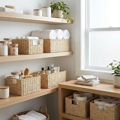 ANIXOL Woven Paper Rope Storage Baskets 4-Pack