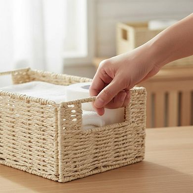 ANIXOL Woven Paper Rope Storage Baskets 4-Pack