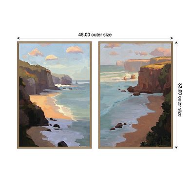 Partly Cloudy with Sunshine & Afternoon Shadow 2 Piece Framed Canvas Wall Art Set by Mary Sparrow