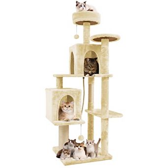 58.5 in Multi-Level Cat Tree Condo with Sisal Posts & Plush Perches