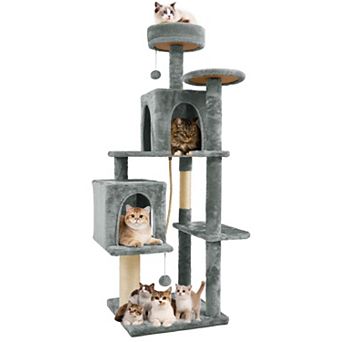 58.5 in Multi-Level Cat Tree Condo with Sisal Posts & Plush Perches