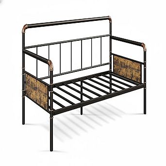 Twin Daybed with Classic Headboard, Metal Bed Frame with Steel Slats Support, Sofa Bed, Noise Free