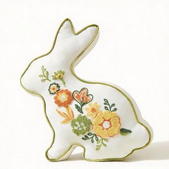 18.5'' x 13'' Easter Bunny Embroidered Floral Throw Pillow Rabbit Couch Decor