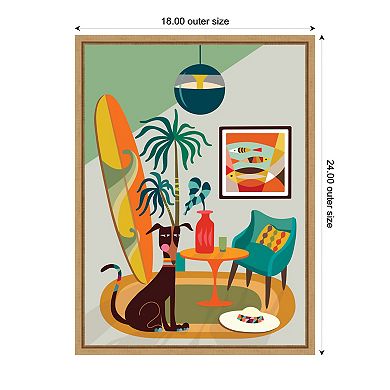 Sylvie MCM Dog Beach Home Framed Canvas by Rachel Lee