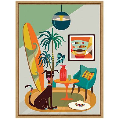 Sylvie MCM Dog Beach Home Framed Canvas by Rachel Lee