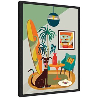 Sylvie MCM Dog Beach Home Framed Canvas by Rachel Lee