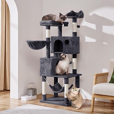 64.5” Multi-Level Cat Tree with Perches Condos Hammock Balls