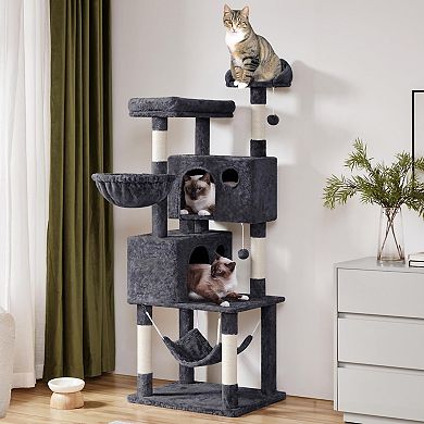 64.5” Multi-Level Cat Tree with Perches Condos Hammock Balls