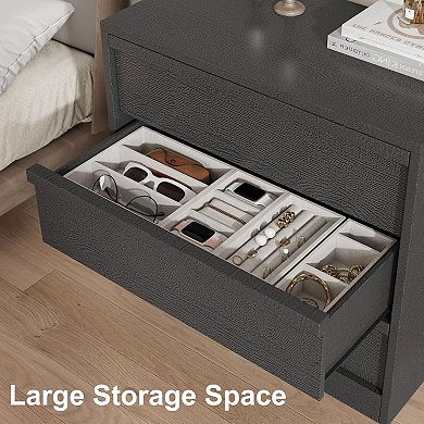 3-Drawer Nightstand with Spacious Storage, Anti-Tip Safety, Side Table Organizer for Bedroom