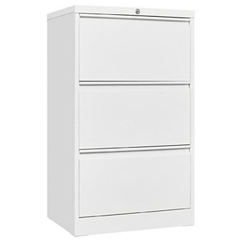 Lateral Steel Filing Cabinet with 3 Locking Drawers and Card Holder