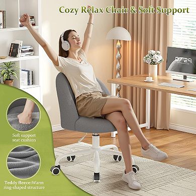 Vanity Chair Wheels Armless Adjustable Soft Support Small Space