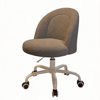 Vanity Chair Wheels Armless Adjustable Soft Support Small Space