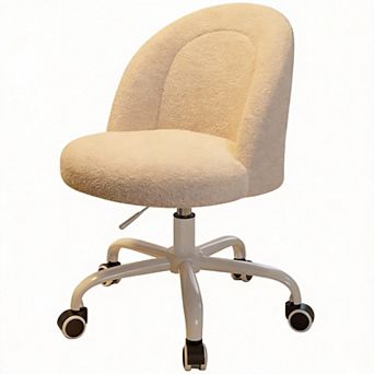 Vanity Chair Wheels Armless Adjustable Soft Support Small Space