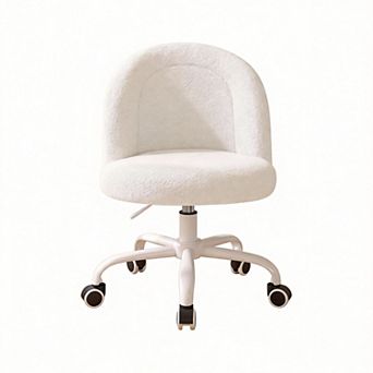 Vanity Chair Wheels Armless Adjustable Soft Support Small Space
