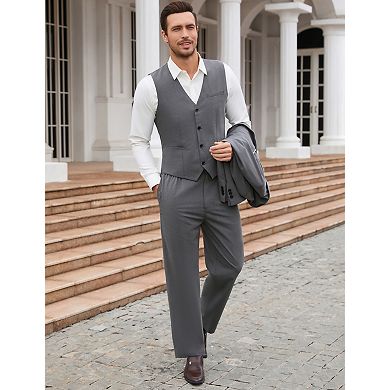 Men's 3 Pieces Suit Classic One Button Single Breasted Slim Fit Blazer Jacket Vest Pants Set