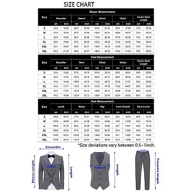 Men's 3 Pieces Suit Classic One Button Single Breasted Slim Fit Blazer Jacket Vest Pants Set