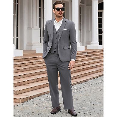 Men's 3 Pieces Suit Classic One Button Single Breasted Slim Fit Blazer Jacket Vest Pants Set