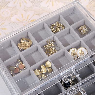 Clear 5-Drawer Jewelry Box Stackable Earring Organizer Gift