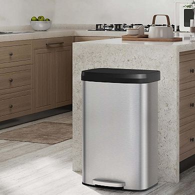 80L Large Step-on Kitchen Trash Can with Liner Rim Soft Close Plastic Lid High Capacity
