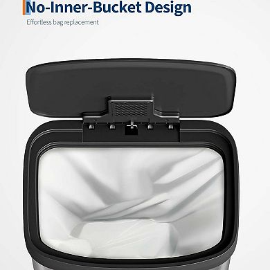 80L Large Step-on Kitchen Trash Can with Liner Rim Soft Close Plastic Lid High Capacity