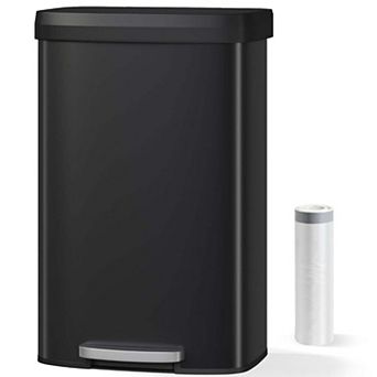 80L Large Step-on Kitchen Trash Can with Liner Rim Soft Close Plastic Lid High Capacity