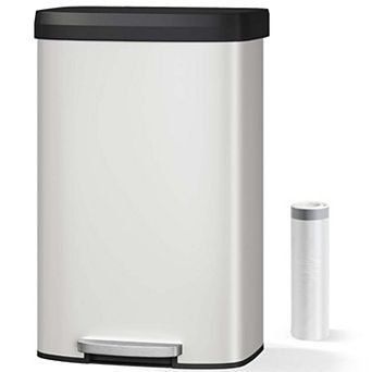 80L Large Step-on Kitchen Trash Can with Liner Rim Soft Close Plastic Lid High Capacity