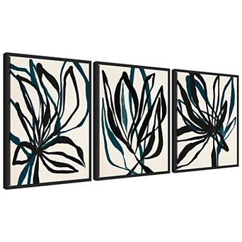 Sylvie Modern Floral 1, 2 and 3 Framed Canvas Art Set by Alicia Bock
