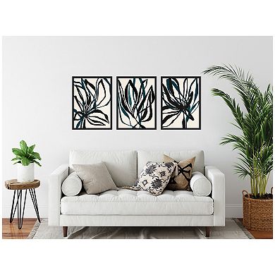 Sylvie Modern Floral 1, 2 and 3 Framed Canvas Art Set by Alicia Bock