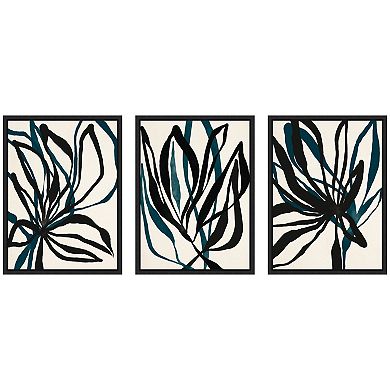 Sylvie Modern Floral 1, 2 and 3 Framed Canvas Art Set by Alicia Bock